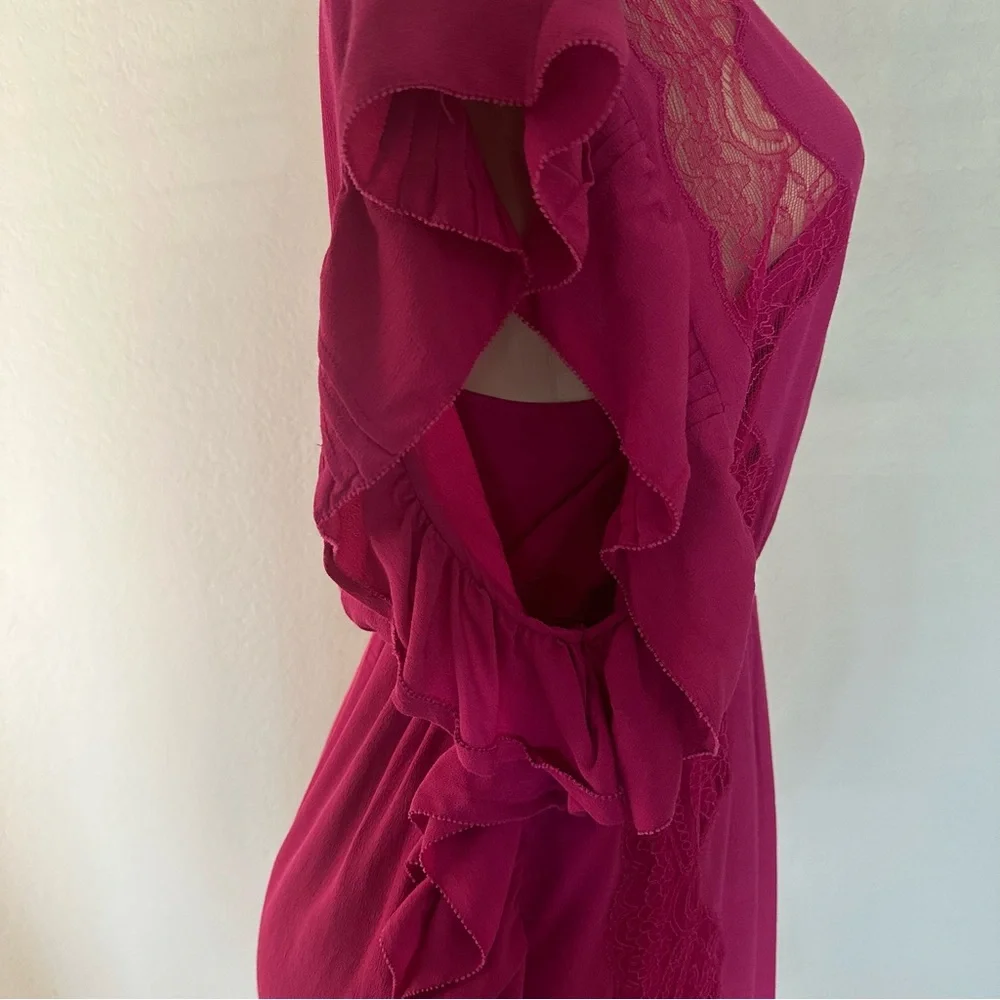 IRO Zestful Short Sleeve Ruffle Mini Dress Fushia S - Picture 12 of 13